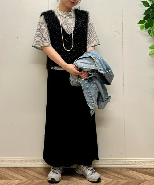 Right-on(ライトオン)の「HONEYSUCKLE ROSE(ハニーサックルローズ)【レディース】シアースラブボーダーTシャツ(Tシャツ/カットソー・レディース・ホワイト/ケリーグリーン/ブラック・L/M)」の19枚目の写真