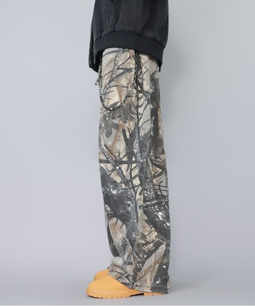 カモフラ柄ミリタリーワイドパンツ/リアルツリー柄/迷彩