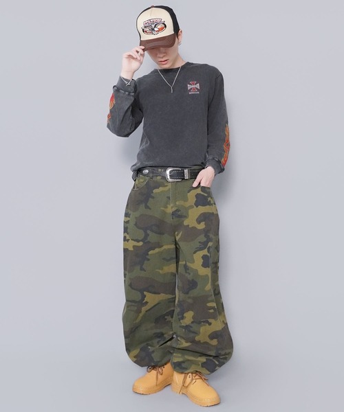 カモフラージュ柄パンツ/ワイドシルエット/リアルツリー/迷彩/ユニ