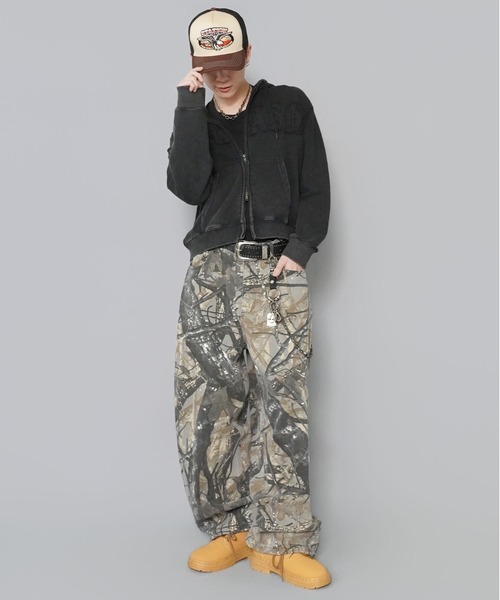 カモフラージュ柄パンツ/ワイドシルエット/リアルツリー/迷彩/ユニ