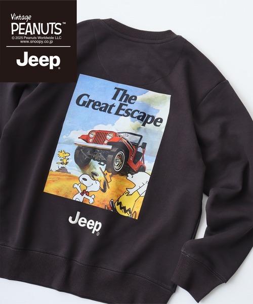 PEANUTS(ピーナッツ)の「PEANUTS×Jeep 裏毛トレーナー(スウェット・メンズ・チャコール/コーラル/アイボリー/ネイビー・M/LL/S/L)」の2枚目の写真