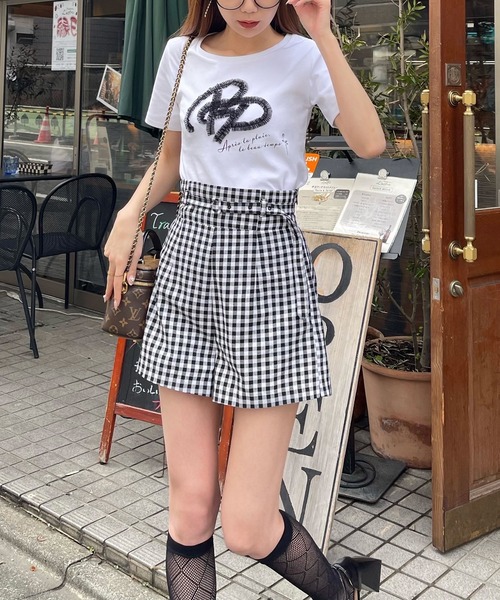 ROYAL PARTY(ロイヤルパーティー)の「ベルト付ハイウエストショートパンツ(その他パンツ・レディース・チェック/ブラック/オフホワイト・FREE)」の7枚目の写真