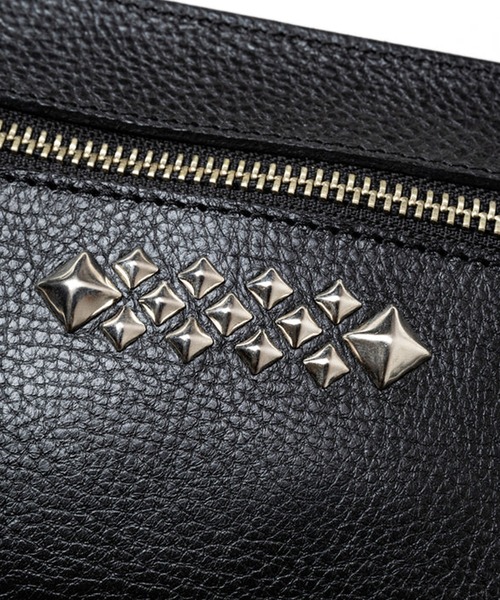 CALEE（キャリー）の「CALEE/キャリー STUDS LEATHER ZIP POUCH ジップ