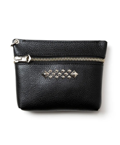CALEE/キャリー STUDS LEATHER ZIP POUCH ジップポーチ（ポーチ