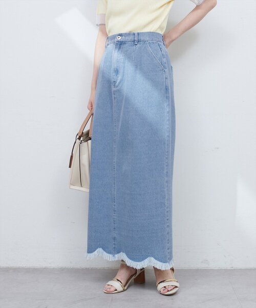 セール】裾フリンジスカラップデニムスカート（スカート）｜natural