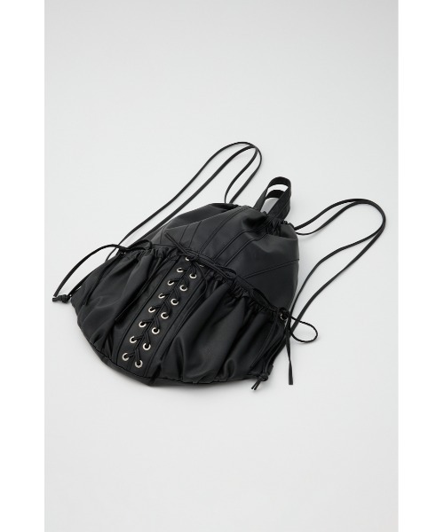 SLY（スライ）の「F/LEATHER BONDAGE KNAPSACK フェイクレザー ボンデージ ナップサック（バックパック/リュック・レディース・ブラック・FREE）」の9枚目の写真