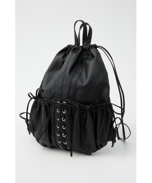 SLY（スライ）の「F/LEATHER BONDAGE KNAPSACK フェイクレザー ボンデージ ナップサック（バックパック/リュック・レディース・ブラック・FREE）」の8枚目の写真