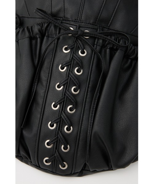 SLY（スライ）の「F/LEATHER BONDAGE KNAPSACK フェイクレザー ボンデージ ナップサック（バックパック/リュック・レディース・ブラック・FREE）」の6枚目の写真