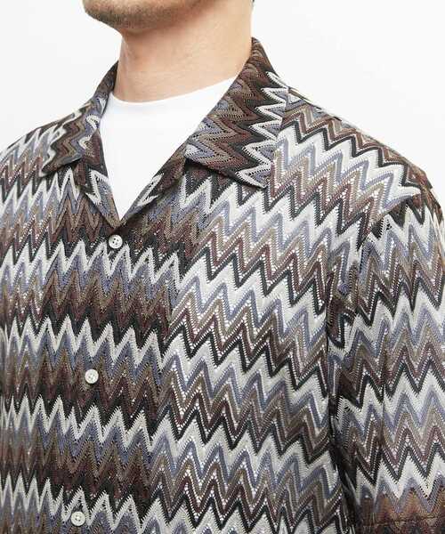 MEN'S MELROSE（メンズメルローズ）の「テクスチャージグザグメッシュオープンカラーシャツ（シャツ/ブラウス・メンズ・ネイビー/ベージュ・2/3/4）」の7枚目の写真