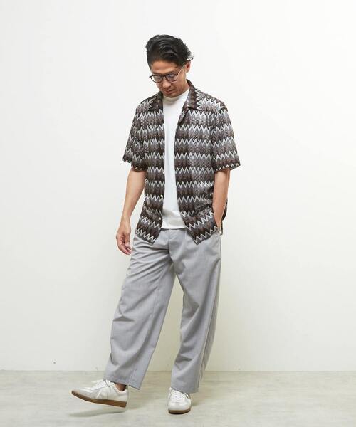 MEN'S MELROSE（メンズメルローズ）の「テクスチャージグザグメッシュオープンカラーシャツ（シャツ/ブラウス・メンズ・ネイビー/ベージュ・2/3/4）」の13枚目の写真