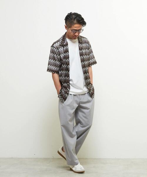 MEN'S MELROSE（メンズメルローズ）の「テクスチャージグザグメッシュオープンカラーシャツ（シャツ/ブラウス・メンズ・ネイビー/ベージュ・2/3/4）」の14枚目の写真
