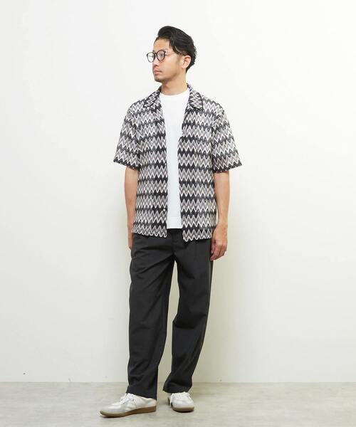 MEN'S MELROSE（メンズメルローズ）の「テクスチャージグザグメッシュオープンカラーシャツ（シャツ/ブラウス・メンズ・ネイビー/ベージュ・2/3/4）」の18枚目の写真