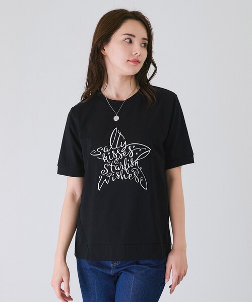 Jayro（ジャイロ）の「ロゴ丸首プルオーバー（Tシャツ/カットソー・レディース・ホワイト系その他/ブラック/チャコールグレー・M）」の4枚目の写真