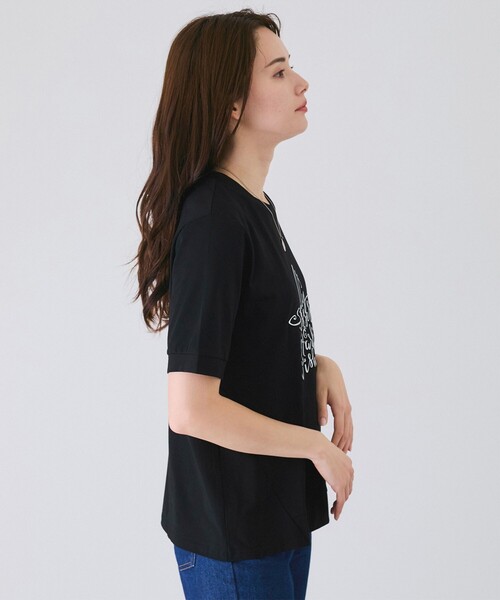 Jayro（ジャイロ）の「ロゴ丸首プルオーバー（Tシャツ/カットソー・レディース・ホワイト系その他/ブラック/チャコールグレー・M）」の5枚目の写真