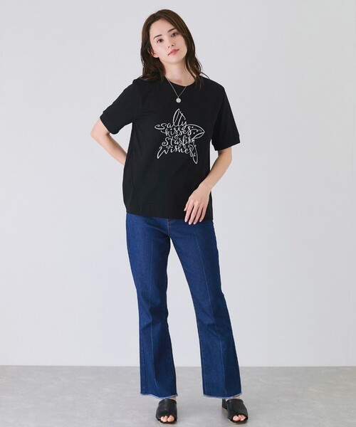 Jayro（ジャイロ）の「ロゴ丸首プルオーバー（Tシャツ/カットソー・レディース・ホワイト系その他/ブラック/チャコールグレー・M）」の7枚目の写真