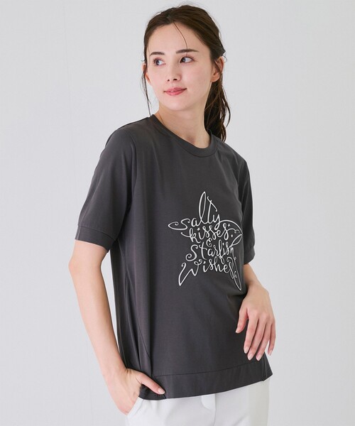Jayro（ジャイロ）の「ロゴ丸首プルオーバー（Tシャツ/カットソー・レディース・ホワイト系その他/ブラック/チャコールグレー・M）」の10枚目の写真