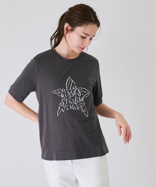 Jayro（ジャイロ）の「ロゴ丸首プルオーバー（Tシャツ/カットソー・レディース・ホワイト系その他/ブラック/チャコールグレー・M）」の11枚目の写真