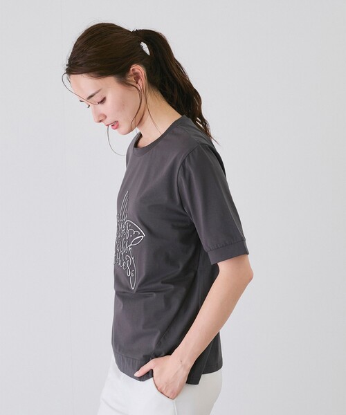 Jayro（ジャイロ）の「ロゴ丸首プルオーバー（Tシャツ/カットソー・レディース・ホワイト系その他/ブラック/チャコールグレー・M）」の12枚目の写真