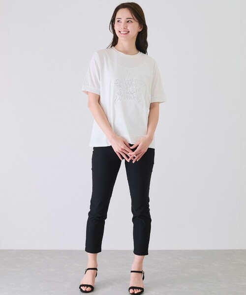 Jayro（ジャイロ）の「ロゴ丸首プルオーバー（Tシャツ/カットソー・レディース・ホワイト系その他/ブラック/チャコールグレー・M）」の21枚目の写真