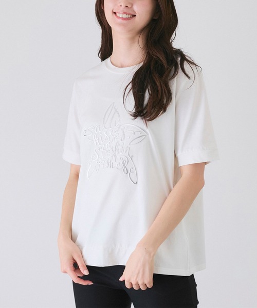 Jayro（ジャイロ）の「ロゴ丸首プルオーバー（Tシャツ/カットソー・レディース・ホワイト系その他/ブラック/チャコールグレー・M）」の2枚目の写真