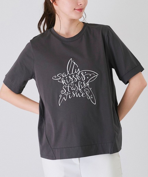 Jayro（ジャイロ）の「ロゴ丸首プルオーバー（Tシャツ/カットソー・レディース・ホワイト系その他/ブラック/チャコールグレー・M）」の3枚目の写真
