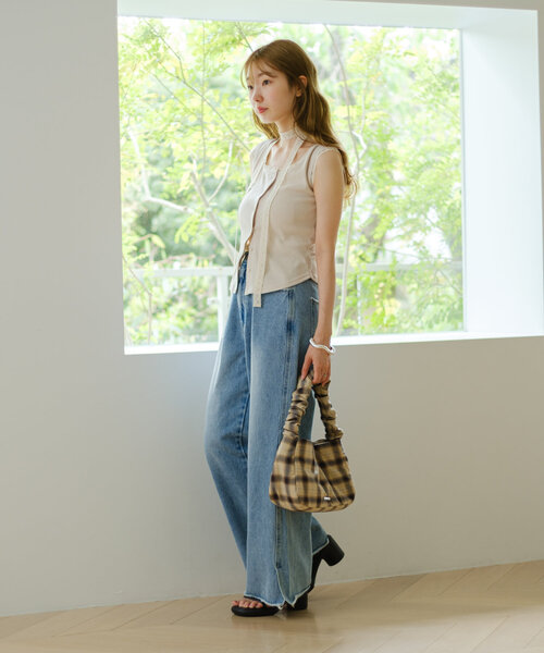 Kastane(カスタネ)の「レースリブタンク(タンクトップ・レディース・ブラウン/ブラック/アイボリー・FREE)」の13枚目の写真