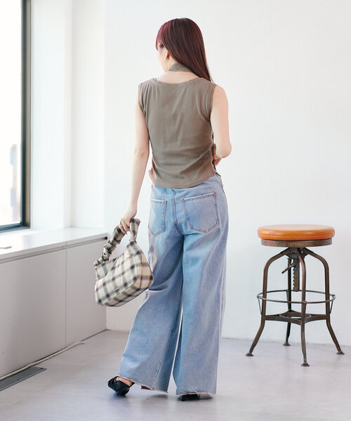 Kastane(カスタネ)の「レースリブタンク(タンクトップ・レディース・ブラウン/ブラック/アイボリー・FREE)」の22枚目の写真