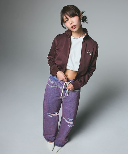 X-girl（エックスガール）の「DRAWSTRING DENIM PANTS（デニムパンツ・レディース・ブラック/ピンク/ライトインディゴブルー・S/M）」の9枚目の写真