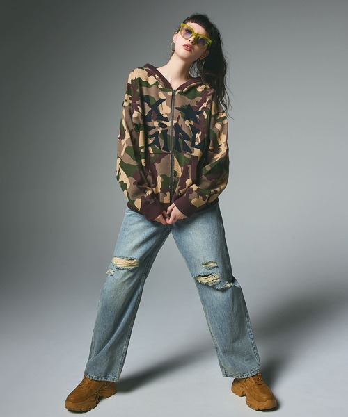 X-girl（エックスガール）の「DRAWSTRING DENIM PANTS（デニムパンツ・レディース・ブラック/ピンク/ライトインディゴブルー・S/M）」の6枚目の写真