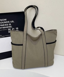 【A4収納可・軽い◎】バイカラー無地シンプルトートバッグ