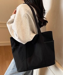 【A4収納可・軽い◎】バイカラー無地シンプルトートバッグ