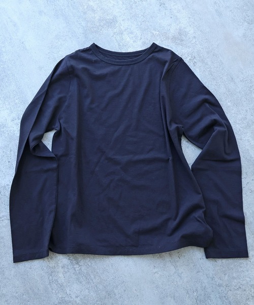 bulle de savon(ビュルデサボン)の「△コットン/ウール basic Tシャツ(Tシャツ/カットソー・レディース・キナリ/ブルーグレー/ブラック・FREE)」の1枚目の写真