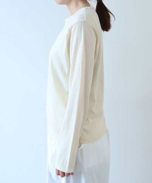 bulle de savon(ビュルデサボン)の「△コットン/ウール basic Tシャツ(Tシャツ/カットソー・レディース・キナリ/ブルーグレー/ブラック・FREE)」の8枚目の写真