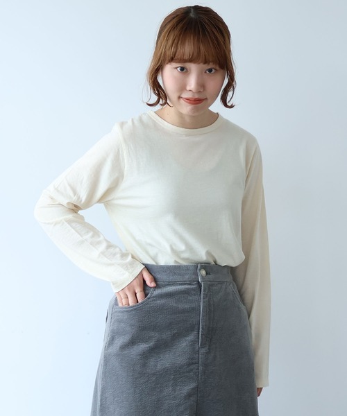 bulle de savon(ビュルデサボン)の「△コットン/ウール basic Tシャツ(Tシャツ/カットソー・レディース・キナリ/ブルーグレー/ブラック・FREE)」の17枚目の写真