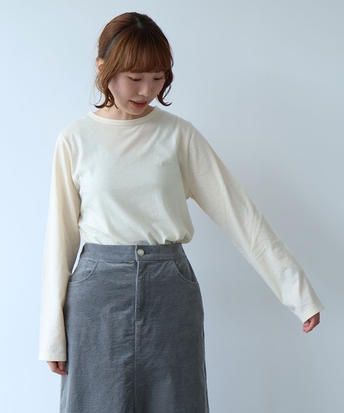 bulle de savon(ビュルデサボン)の「△コットン/ウール basic Tシャツ(Tシャツ/カットソー・レディース・キナリ/ブルーグレー/ブラック・FREE)」の16枚目の写真