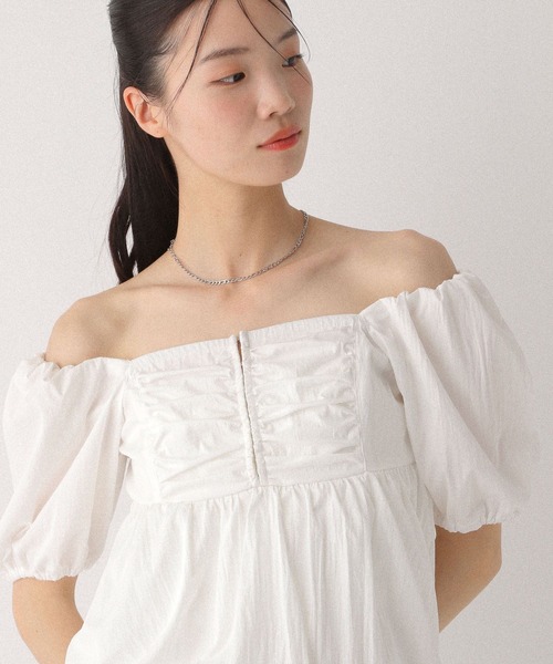 セール】フロントホックバルーンブラウス（半袖） 497925（シャツ