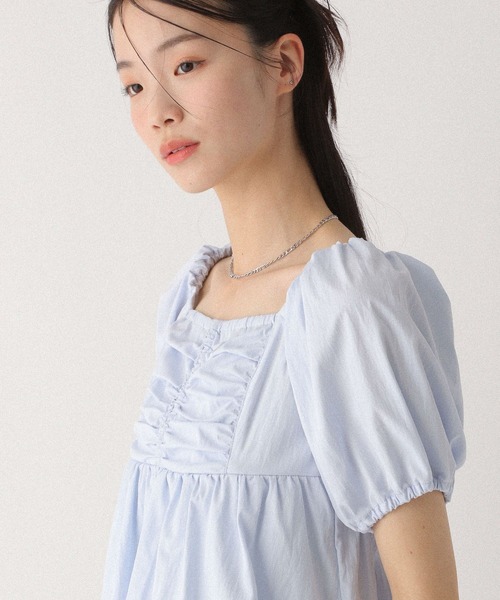 Heather(ヘザー)の「フロントホックバルーンブラウス(半袖) 497925(シャツ/ブラウス・レディース・オフホワイト/ブラック/ライトブルー・FREE)」の19枚目の写真