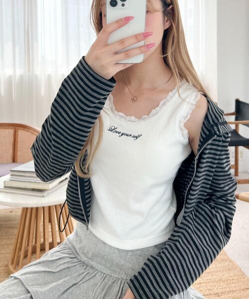 WEGO（ウィゴー）の「WEGO/カップインレースタンク（タンクトップ・レディース・ピンク/ホワイト・FREE）」の2枚目の写真