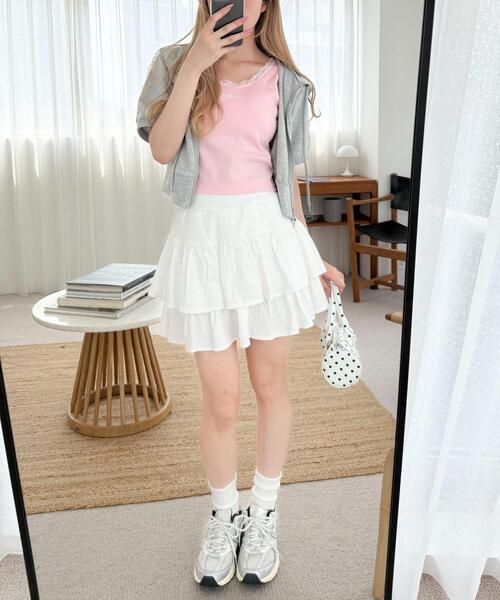 WEGO（ウィゴー）の「WEGO/カップインレースタンク（タンクトップ・レディース・ピンク/ホワイト・FREE）」の12枚目の写真