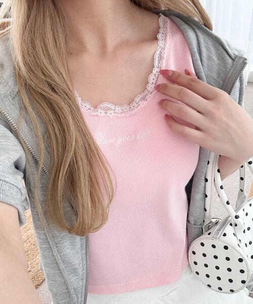 WEGO（ウィゴー）の「WEGO/カップインレースタンク（タンクトップ・レディース・ピンク/ホワイト・FREE）」の13枚目の写真