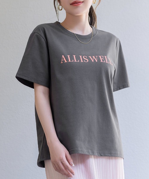 DAY CLOSET（デイ クローゼット）の「レディース ワンマイルウェアや部屋着にも。半袖英字ロゴプリントTシャツ（Tシャツ/カットソー・レディース・ホワイト/ピンク/ホワイト×シルバー/ブラック/アイボリー/チャコールグレー・M/L）」の5枚目の写真