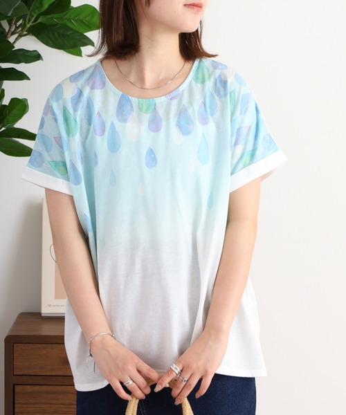 セール】myke 水彩しずくプリントタックTシャツ（Tシャツ