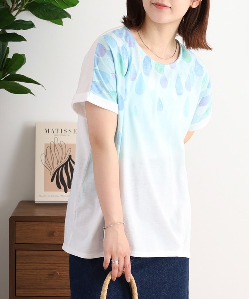 セール】myke 水彩しずくプリントタックTシャツ（Tシャツ
