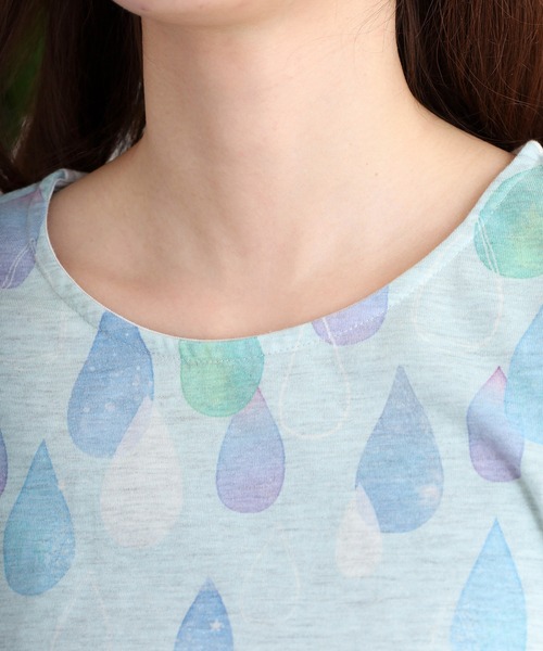 myke(ミーカ)の「myke 水彩しずくプリントタックTシャツ(Tシャツ/カットソー・レディース・オフホワイト/ホワイト×ネイビー/杢グレー・M)」の19枚目の写真