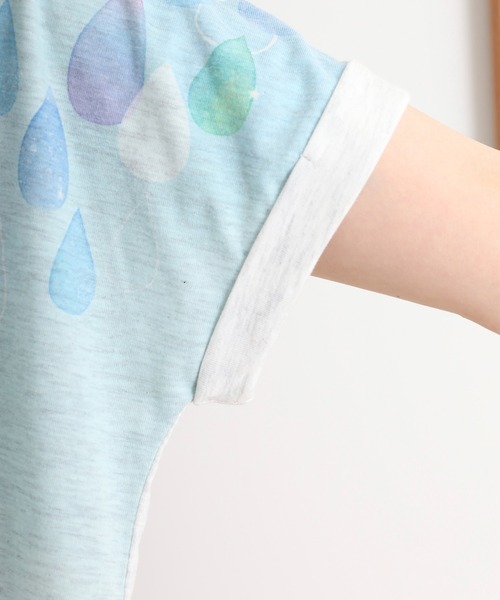 myke(ミーカ)の「myke 水彩しずくプリントタックTシャツ(Tシャツ/カットソー・レディース・オフホワイト/ホワイト×ネイビー/杢グレー・M)」の20枚目の写真