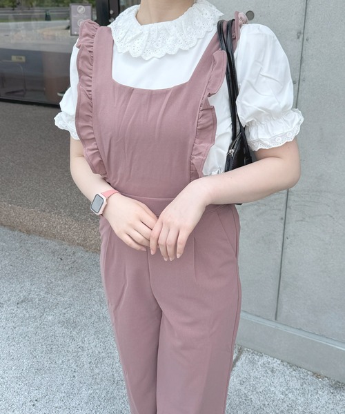 frunco(フランコ)の「フリルオールインワン(ワンピース・レディース・ピンク/ブラック・FREE)」の5枚目の写真