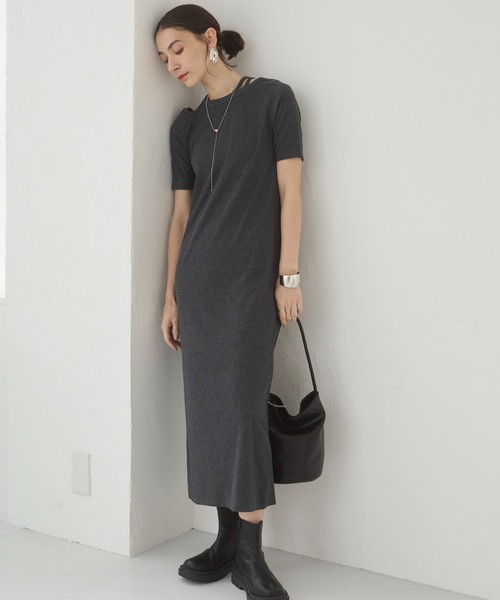 ANGIE（アンジー）の「アシンメトリー カットアウト ワンピース / 夏服（ワンピース・レディース・ダークグレー/ブラウン/ブラック・FREE）」の3枚目の写真
