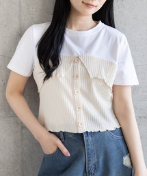 clear | ニットドッキング半袖Tシャツ[着回し抜群 大人 カジュアル]≪SS新作≫(シャツ/ブラウス)