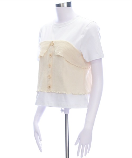 clear（クリア）の「ニットドッキング半袖Tシャツ[着回し抜群 大人 カジュアル]（シャツ/ブラウス・レディース・グレー/アイボリー/ミント・F）」の10枚目の写真