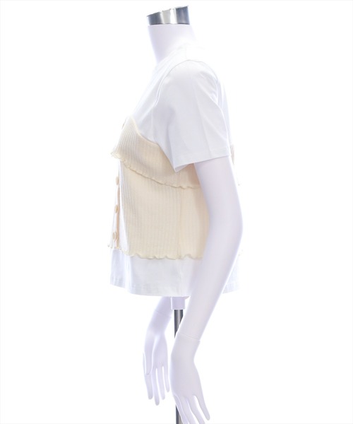 clear（クリア）の「ニットドッキング半袖Tシャツ[着回し抜群 大人 カジュアル]（シャツ/ブラウス・レディース・グレー/アイボリー/ミント・F）」の9枚目の写真